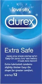 דורקס Extra Safe קונדומים עבים במקצת בתוספת חומר סיכה